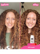 Red curly hair before and after results using k18.